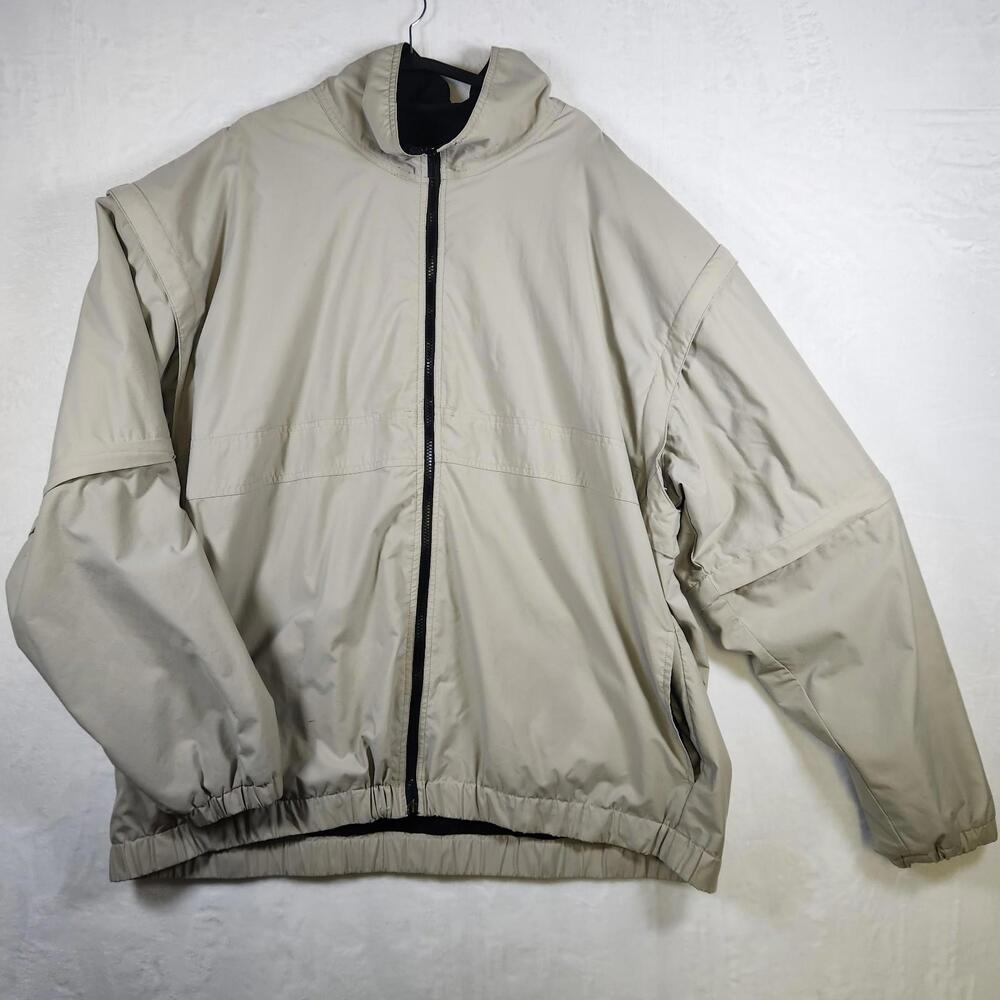 Walter Hagen Golf Jacket Men's XXL Tan Full‎ Zip Hydro Halt Removable Sleeves